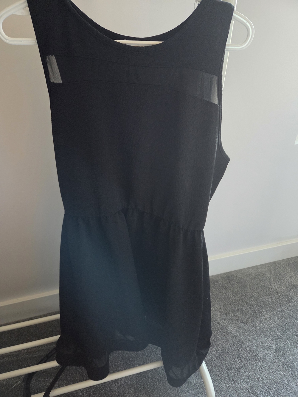 Urban Rose Black Sheer Mesh Yoke Illusion Drop Waist Dress XL Made in USA